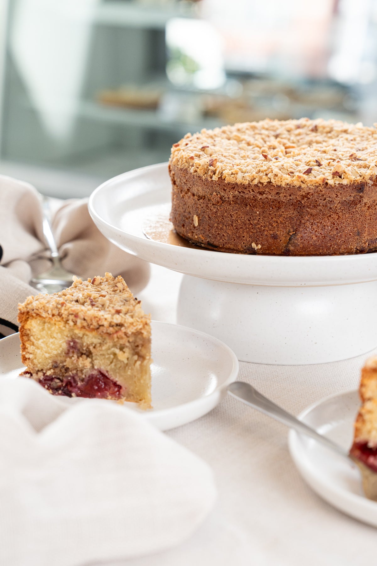 Plum Pecan Streusel Coffee Cake.
