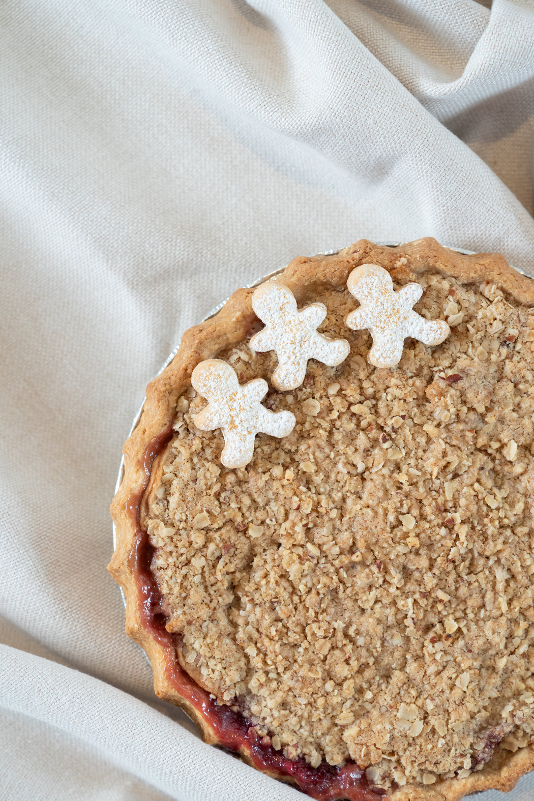 Apple Roasted Plum Pecan Crisp Crumble Pie.