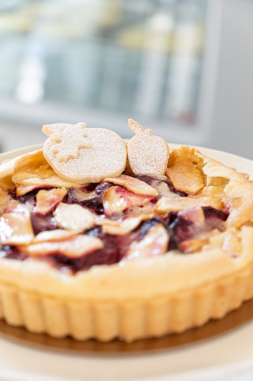 Apple Roasted Plum Vanilla Tart.