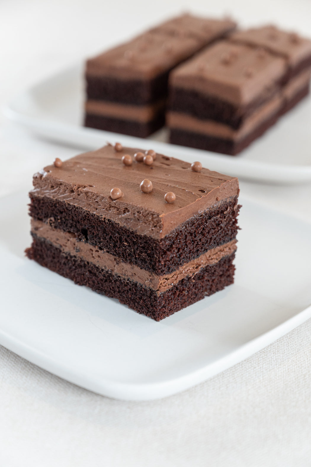Chocolate Cake with whipped chocolate ganache.