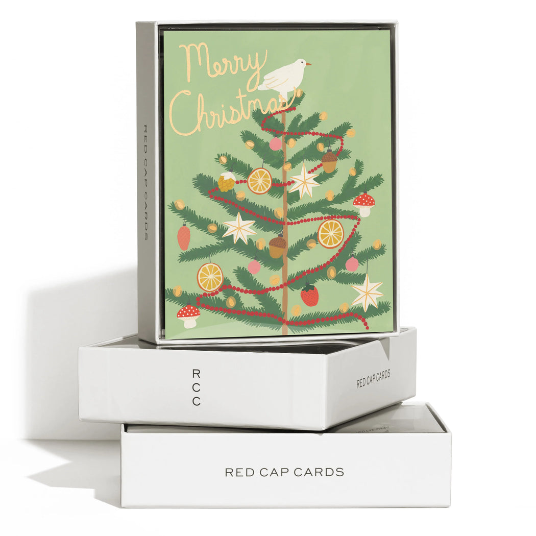 Red Cap Cards: Christmas Spice Tree Holiday Greeting Card.