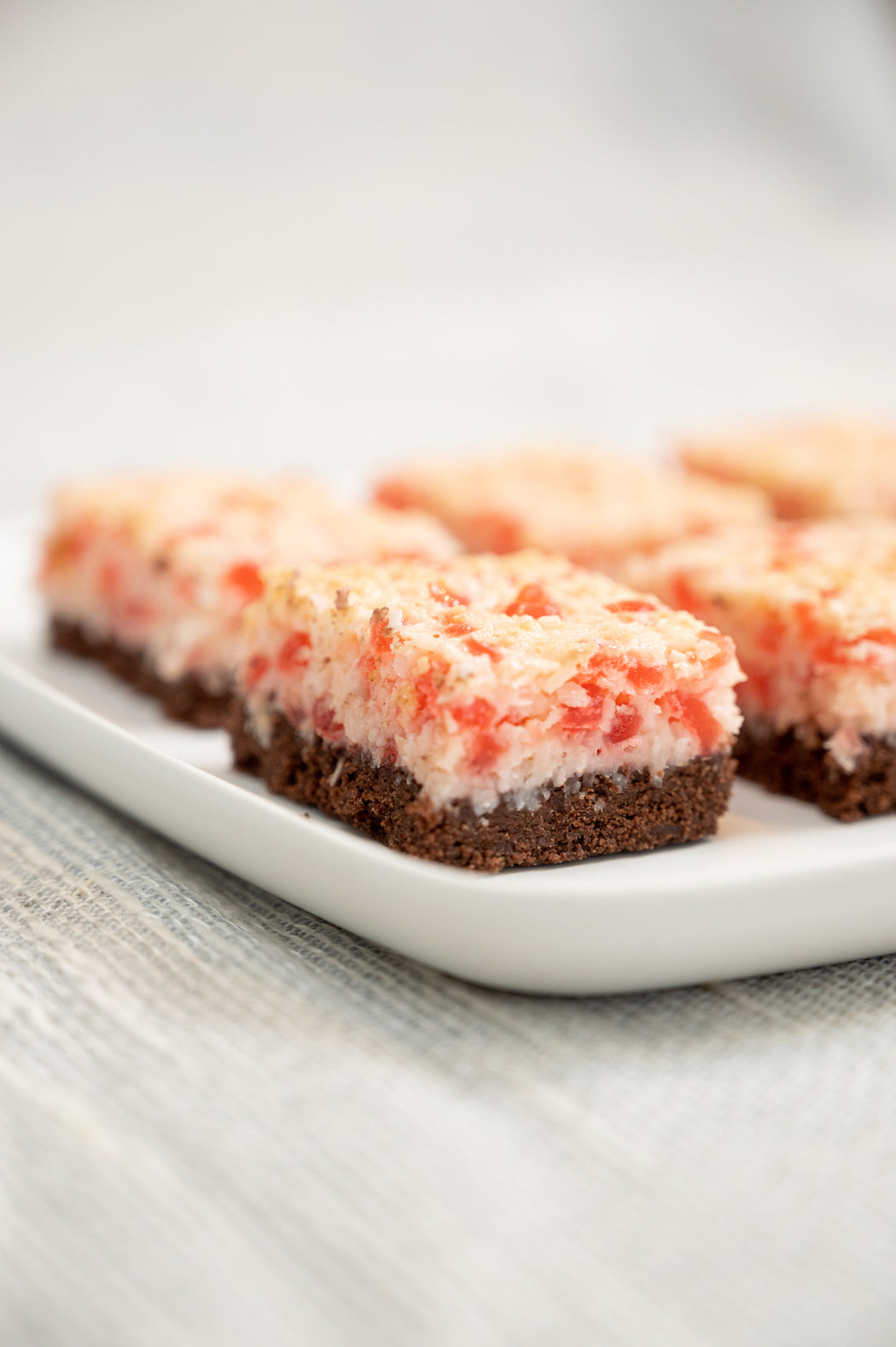 Coconut Cherry Christmas Squares.