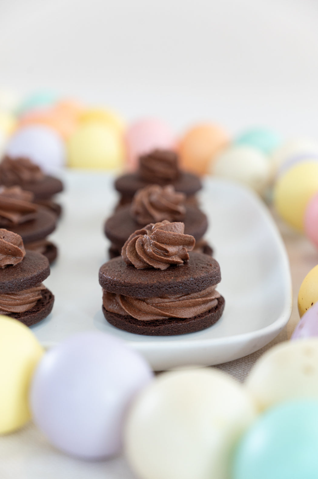 Whipped Chocolate Ganache Shortbread Cookies.