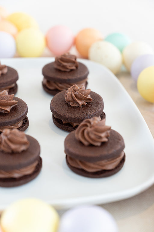 Whipped Chocolate Ganache Shortbread Cookies.