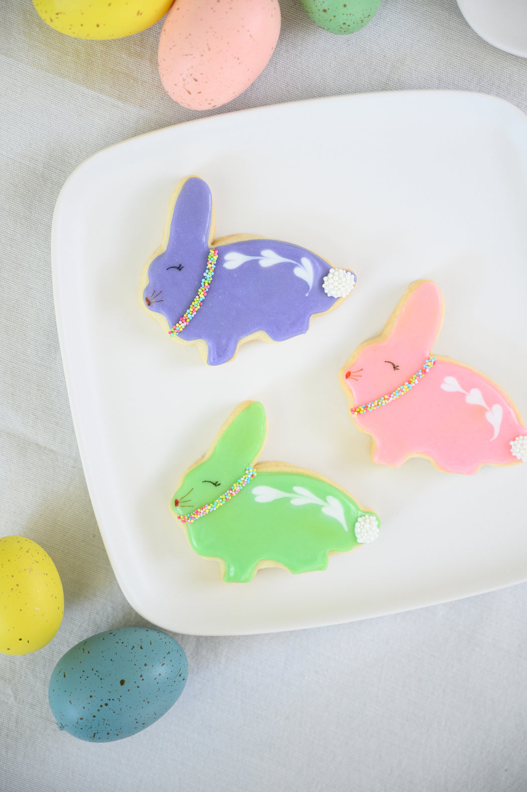 Decorated Easter Bunny Cookies.