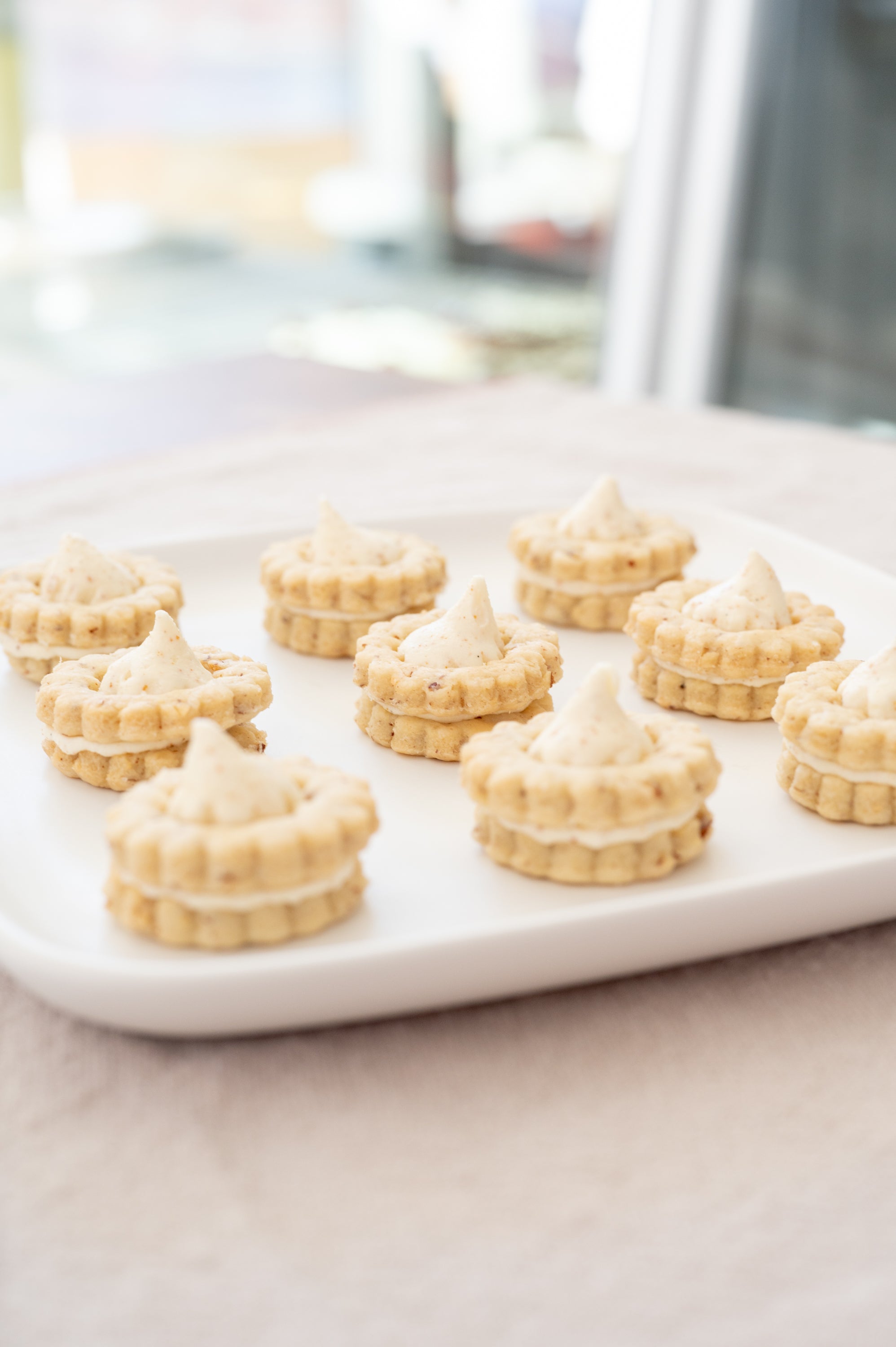 Pecan Shortbread with Brown Butter Vanilla Cream.